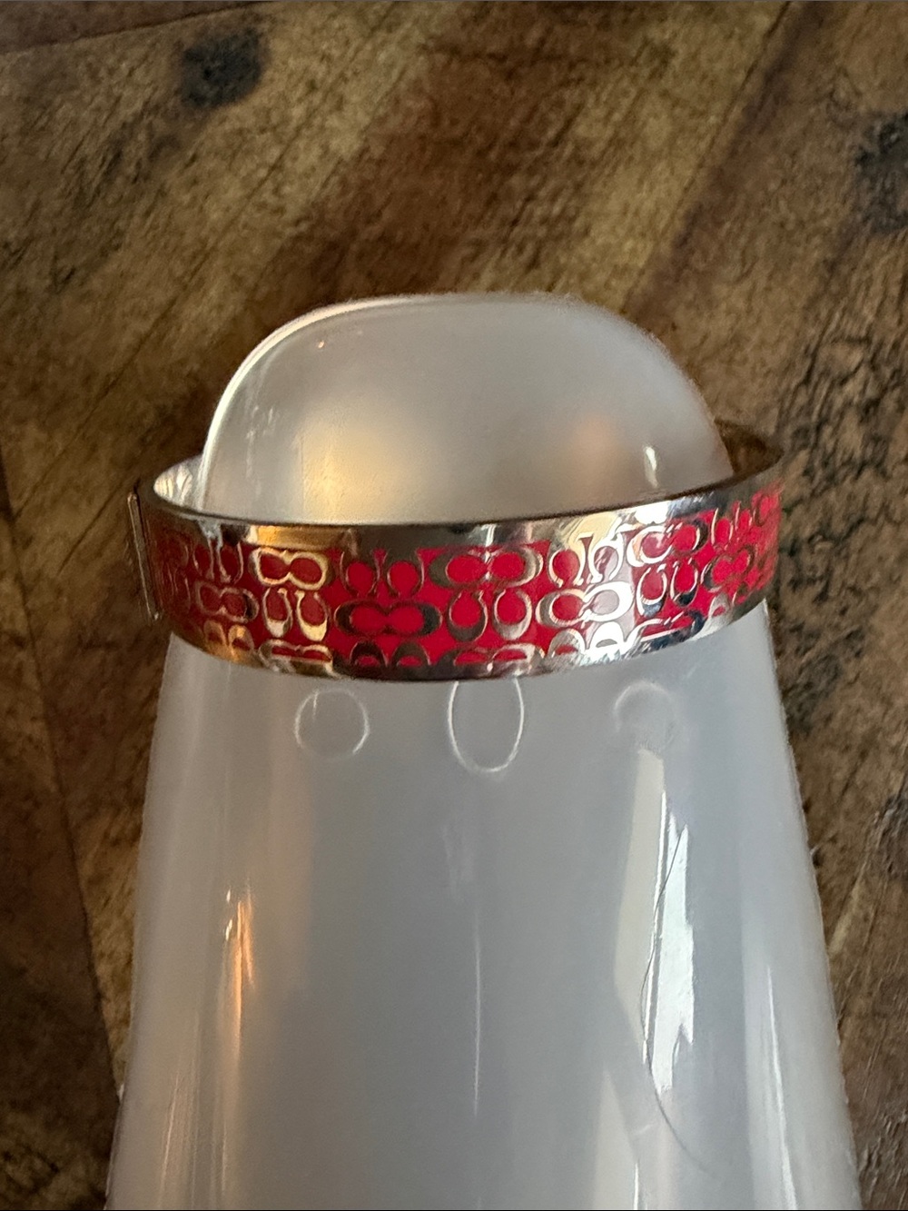 Coach Silver Bangle with Red Bracelet